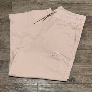 NIKE Cotton Peach Pink Cropped Wide Leg Sweatpants 🧡🌸
